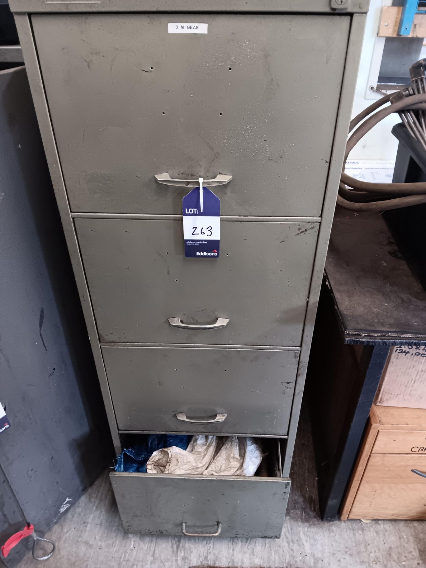 Steel 4 drawer filing cabinet and contents