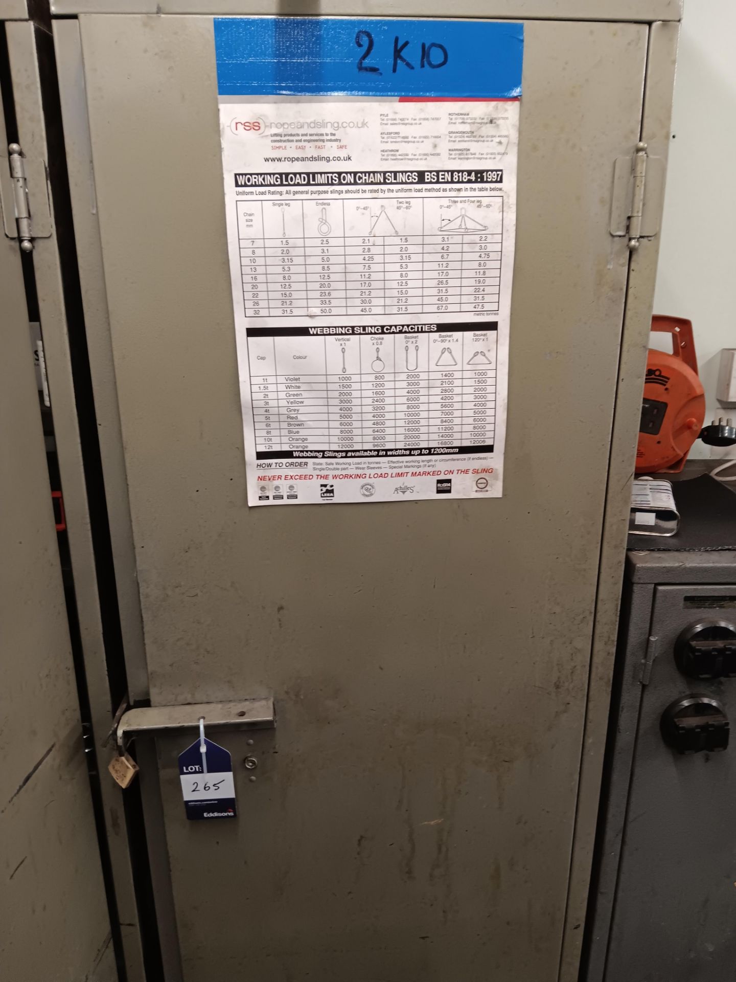 Steel cabinet and contents to include breakers, fuses, draper charge & start BCS150, sockets etc. - Image 2 of 6