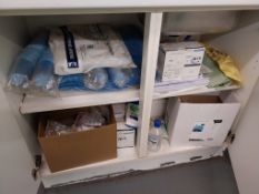 Loose and removable contents of first aid room to include first aid kits, burn shields, masks etc.
