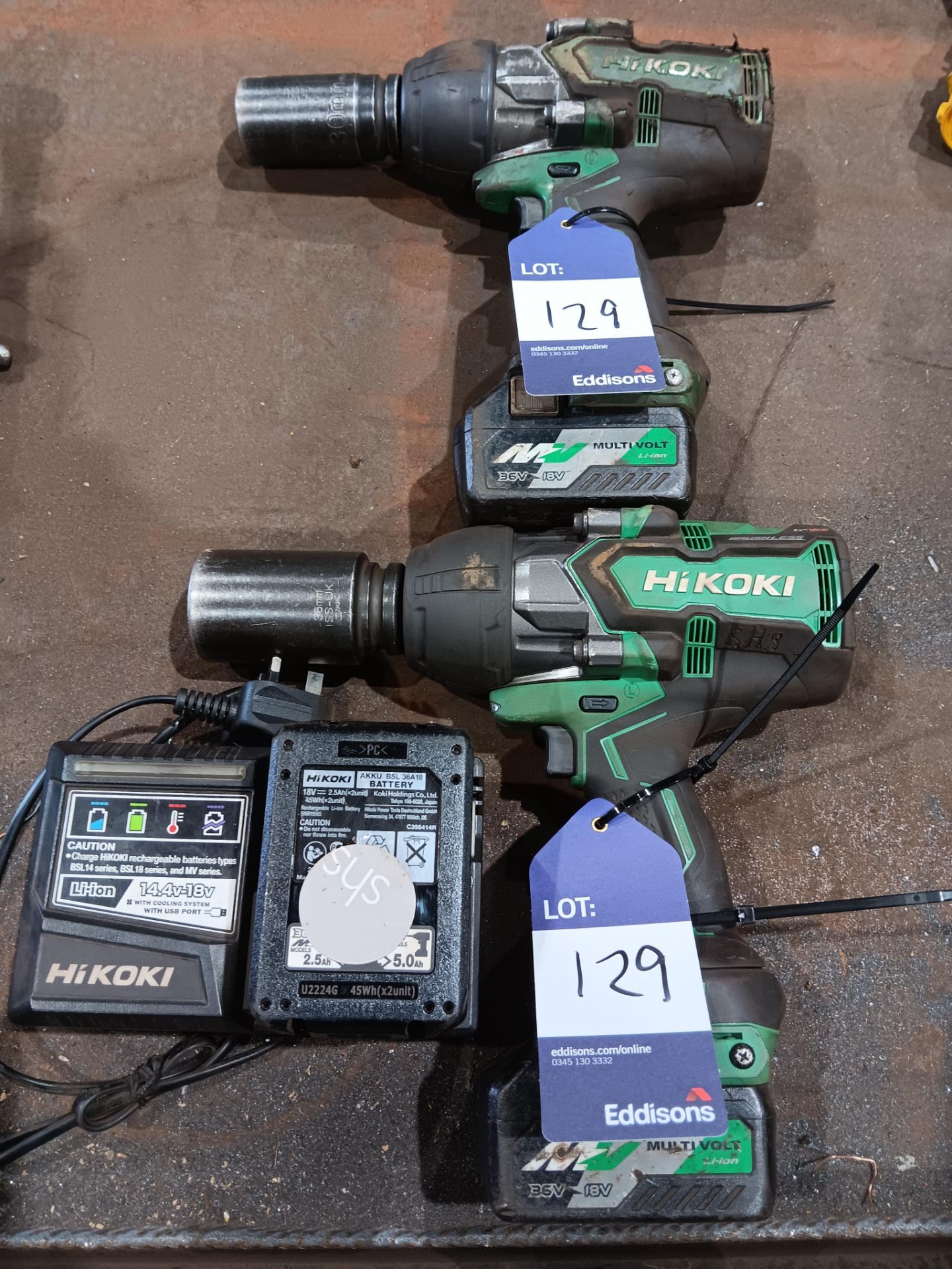 2 x Hikoki WR36DA 36v cordless impact wrench with 2 batteries and 1 x charger - Image 3 of 3