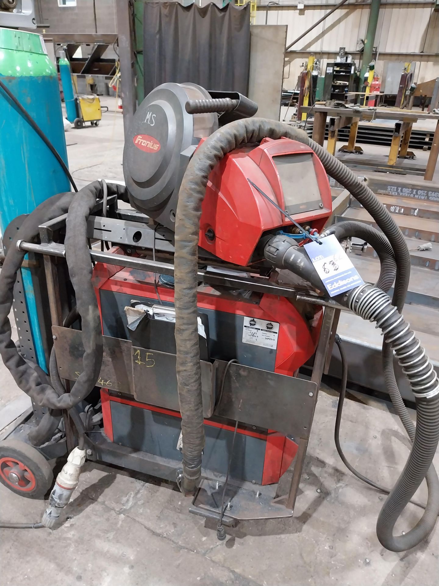 Fronius TPS400i mig welder with WF25i wire feed, Binzel FES-200 W3 extractor, torch and clamp ( - Bild 5 aus 7