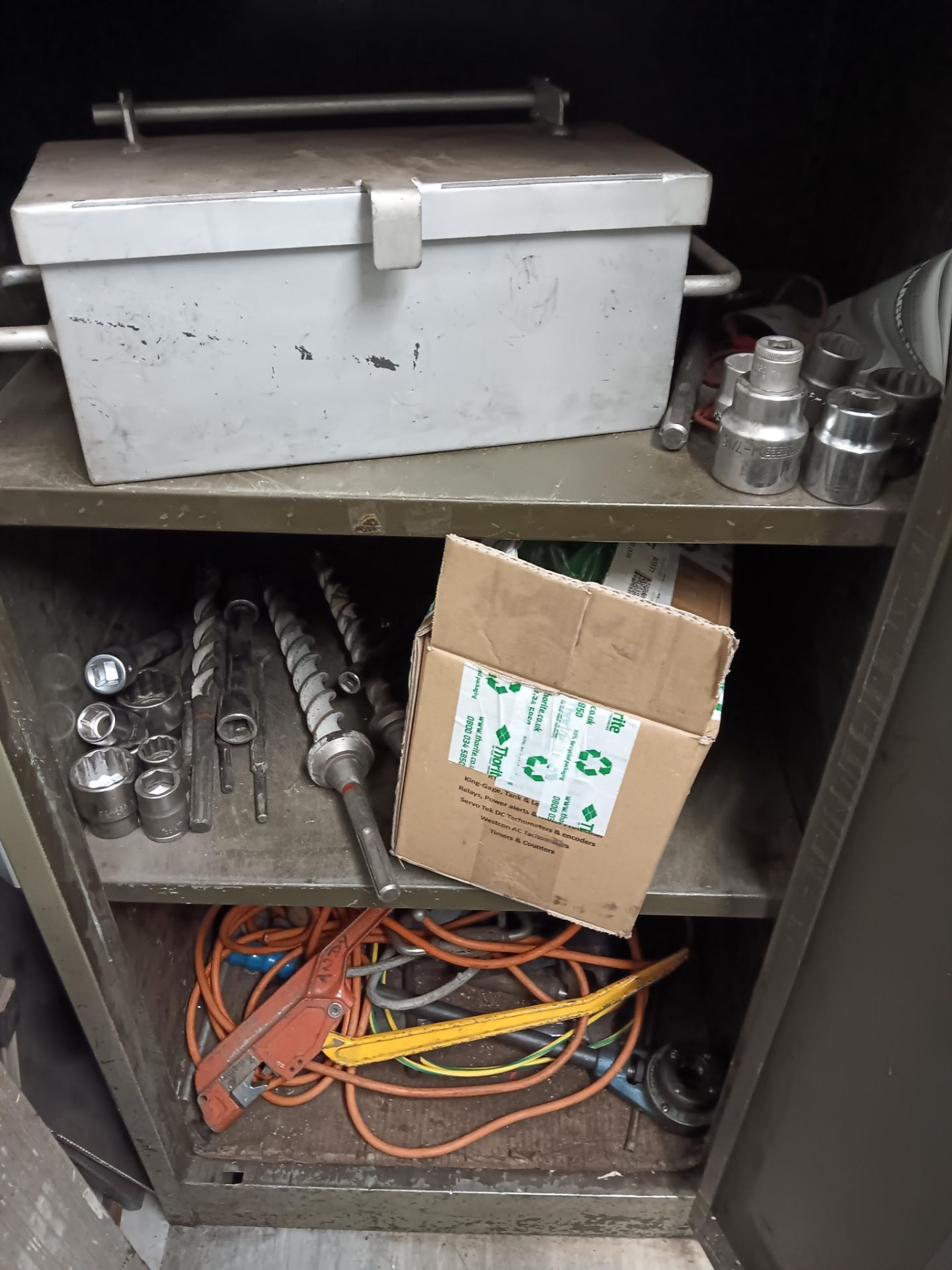 Steel cabinet and contents to include sockets, wrenches, welding torch etc. - Image 3 of 3