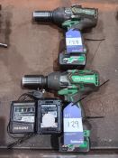 2 x Hikoki WR36DA 36v cordless impact wrench with 2 batteries and 1 x charger