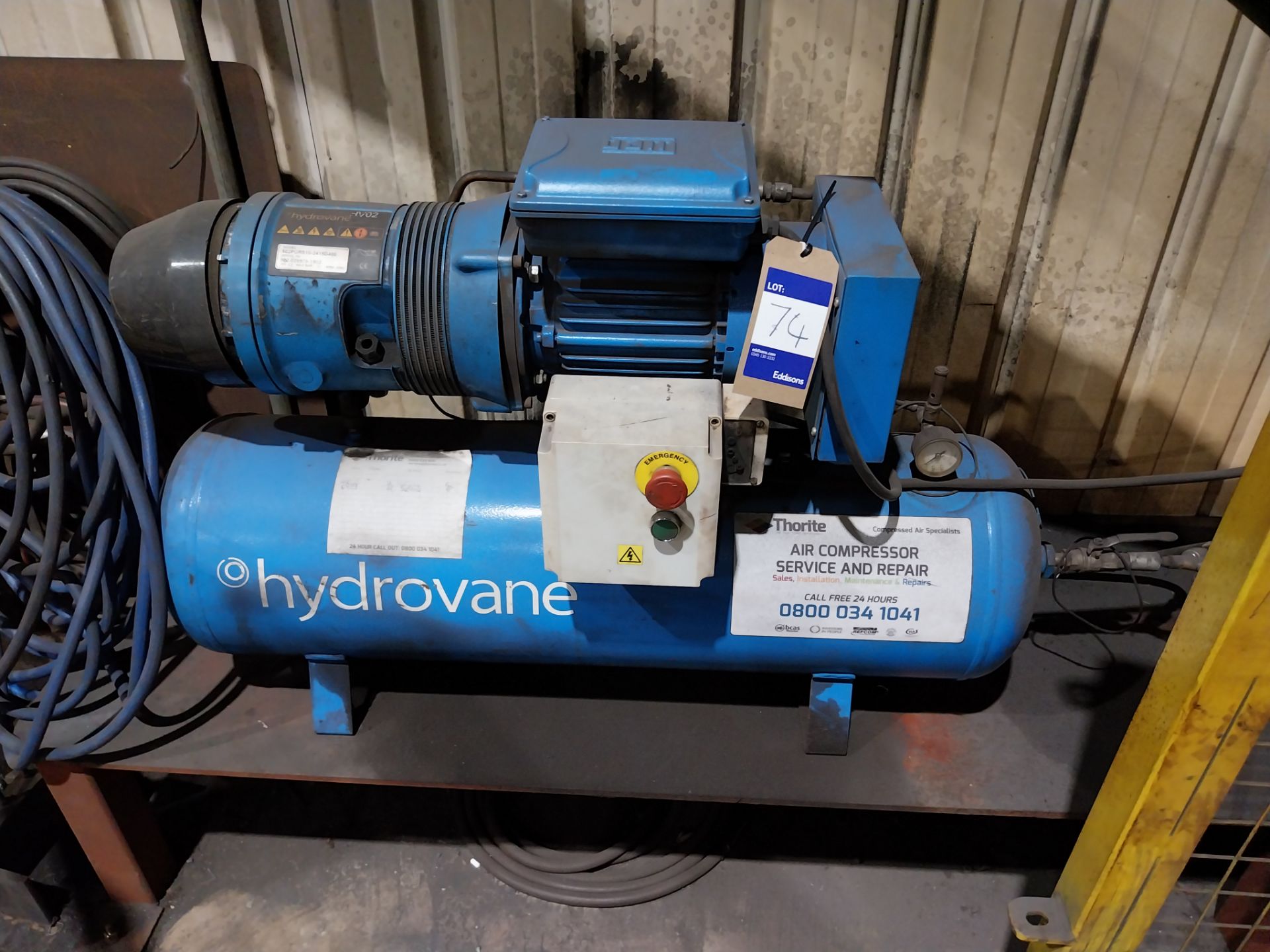 Hydrovane HV02 receiver mounted compressor, Model S02PUR510-2415D400, 2.2kw, max bar 11, RPM 2890,