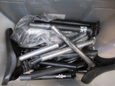 Box of used seatposts and accessories