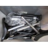 Box of used seatposts and accessories