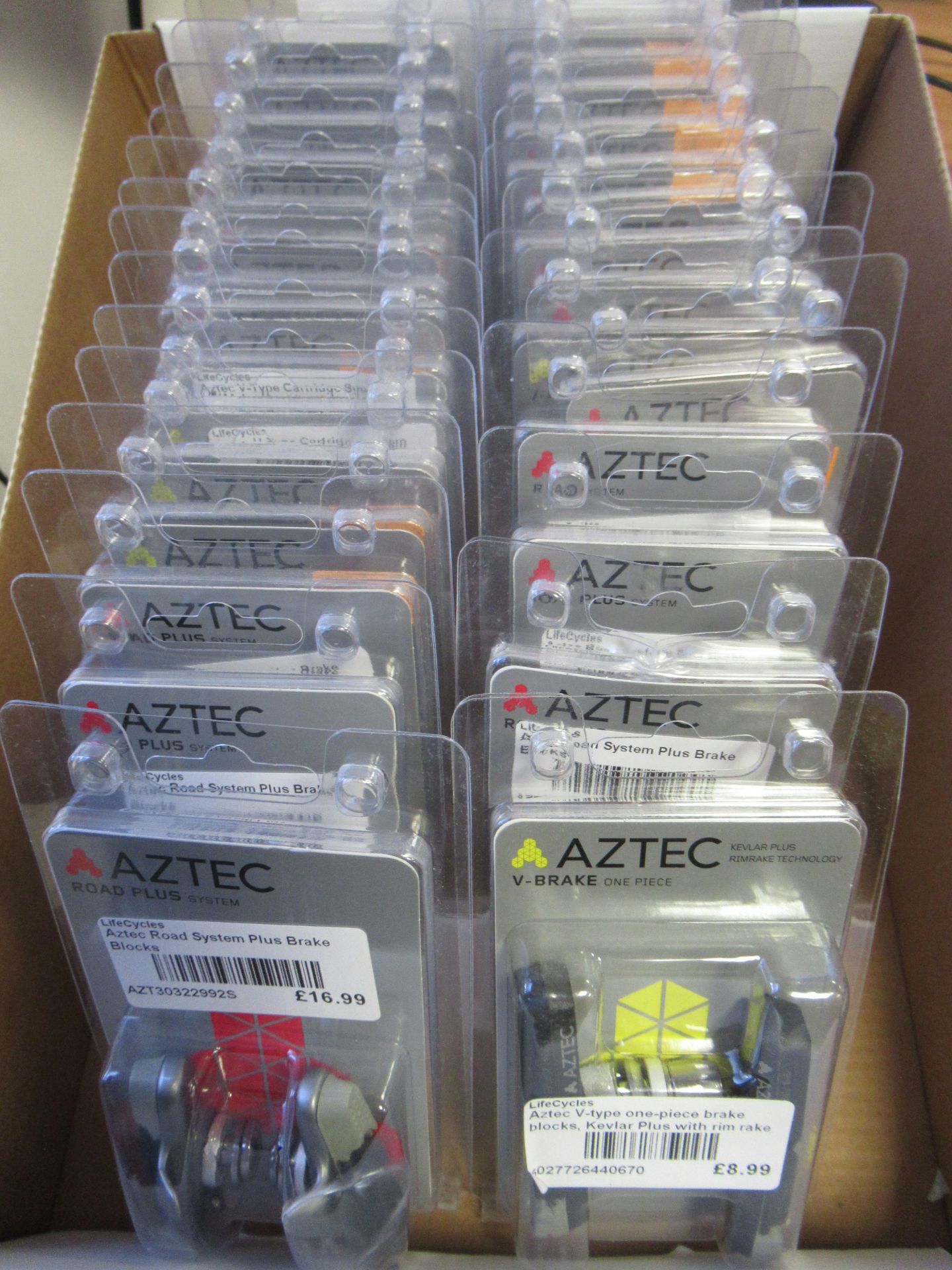 Aztec Bicycle Parts to include 5x Road Plus System Brake Blocks, RRP £16.99 each; 1x V-Brake One Pie