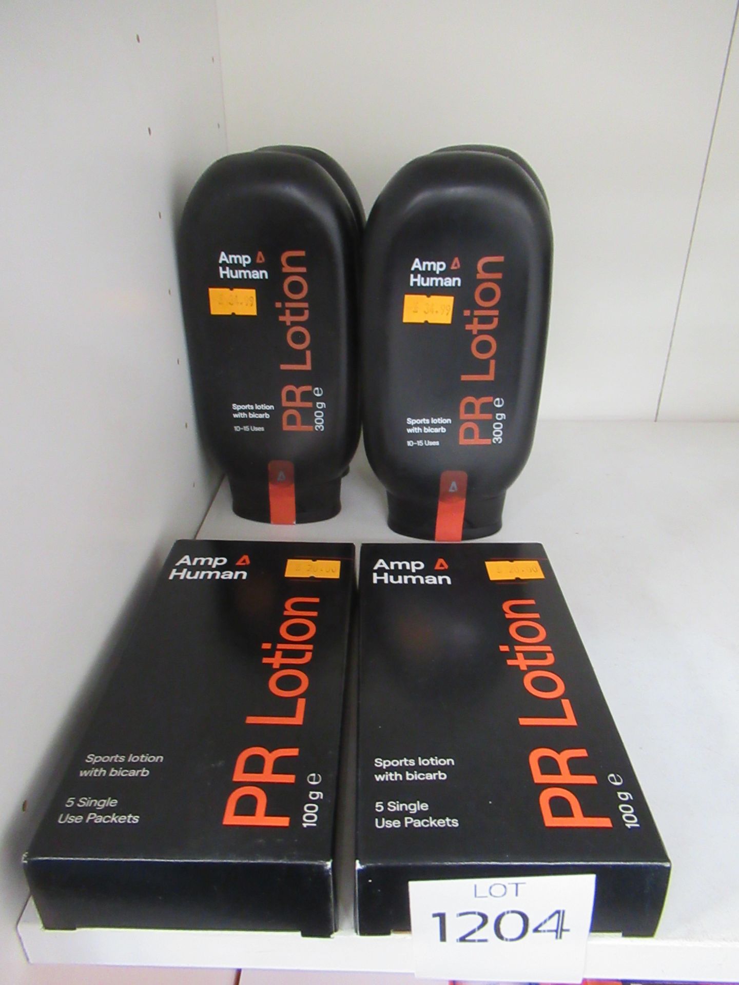 Amp Human PR Lotion - 4 x 300g bottled (RRP£34.99 each) and 10 x 20g packets (in two boxes - RRP£20