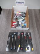 Box of cycling parts to include ONE23 skewers; Aztec brakes; A2Z extension hangers; RWD brakes etc.