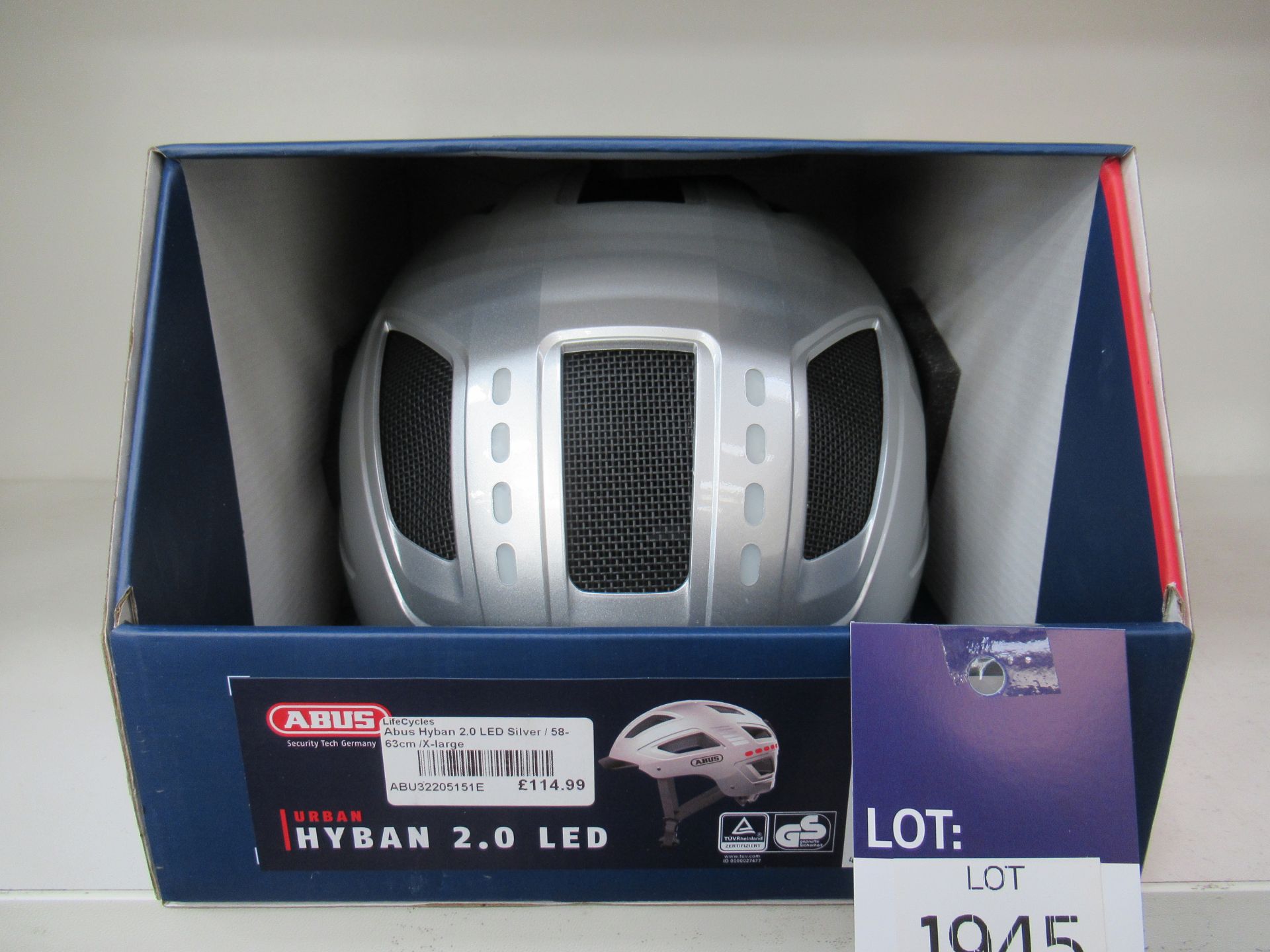 ABUS Hyban 2.0 LED silver X-large sized helmet - boxed (RRP£114.99) - Image 2 of 3