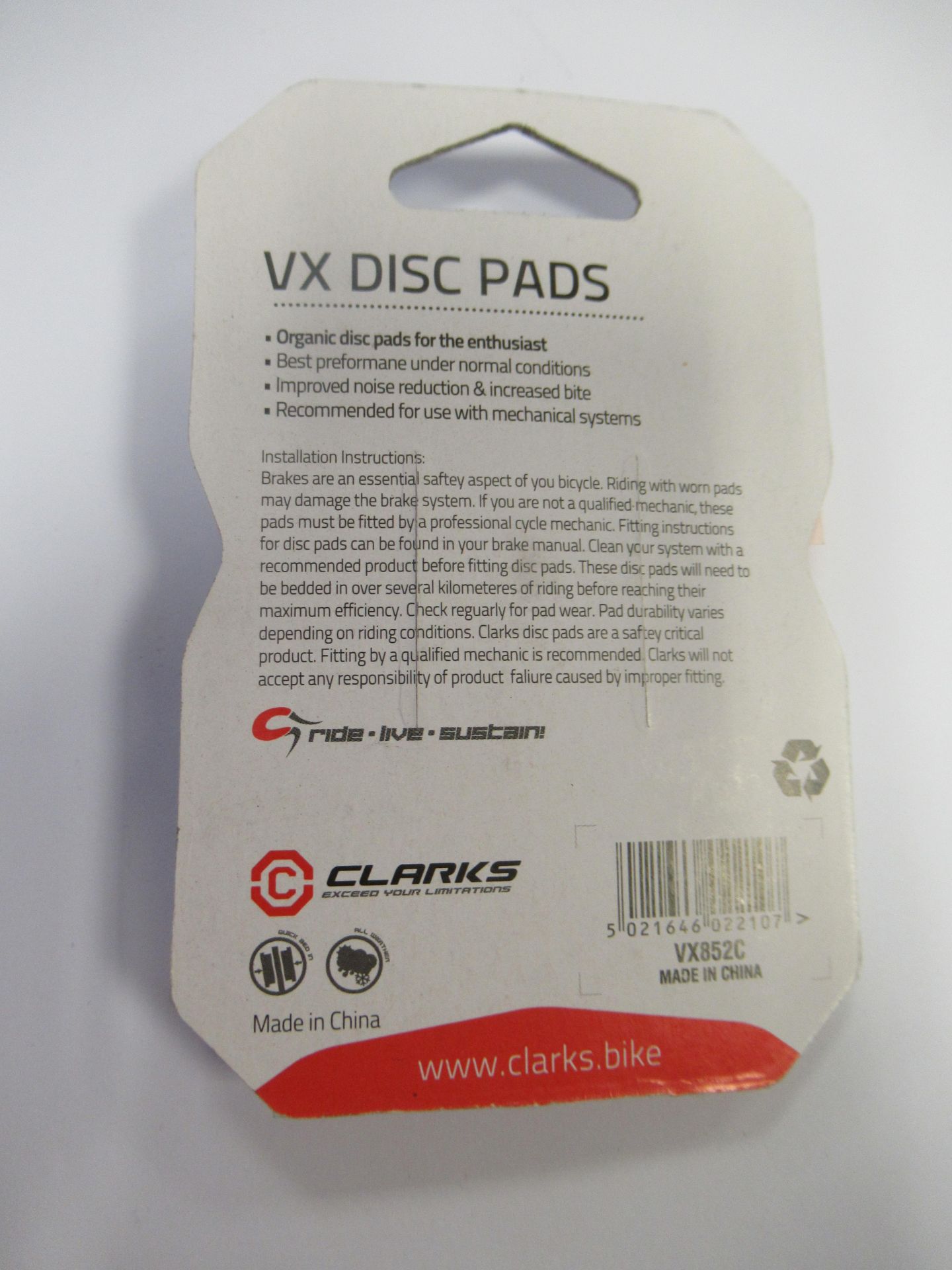 Clarks Disc Pads to include 8x E-bike (fits Tektro Dorado) E-bike specific- Semi-Metallic with High - Image 5 of 11