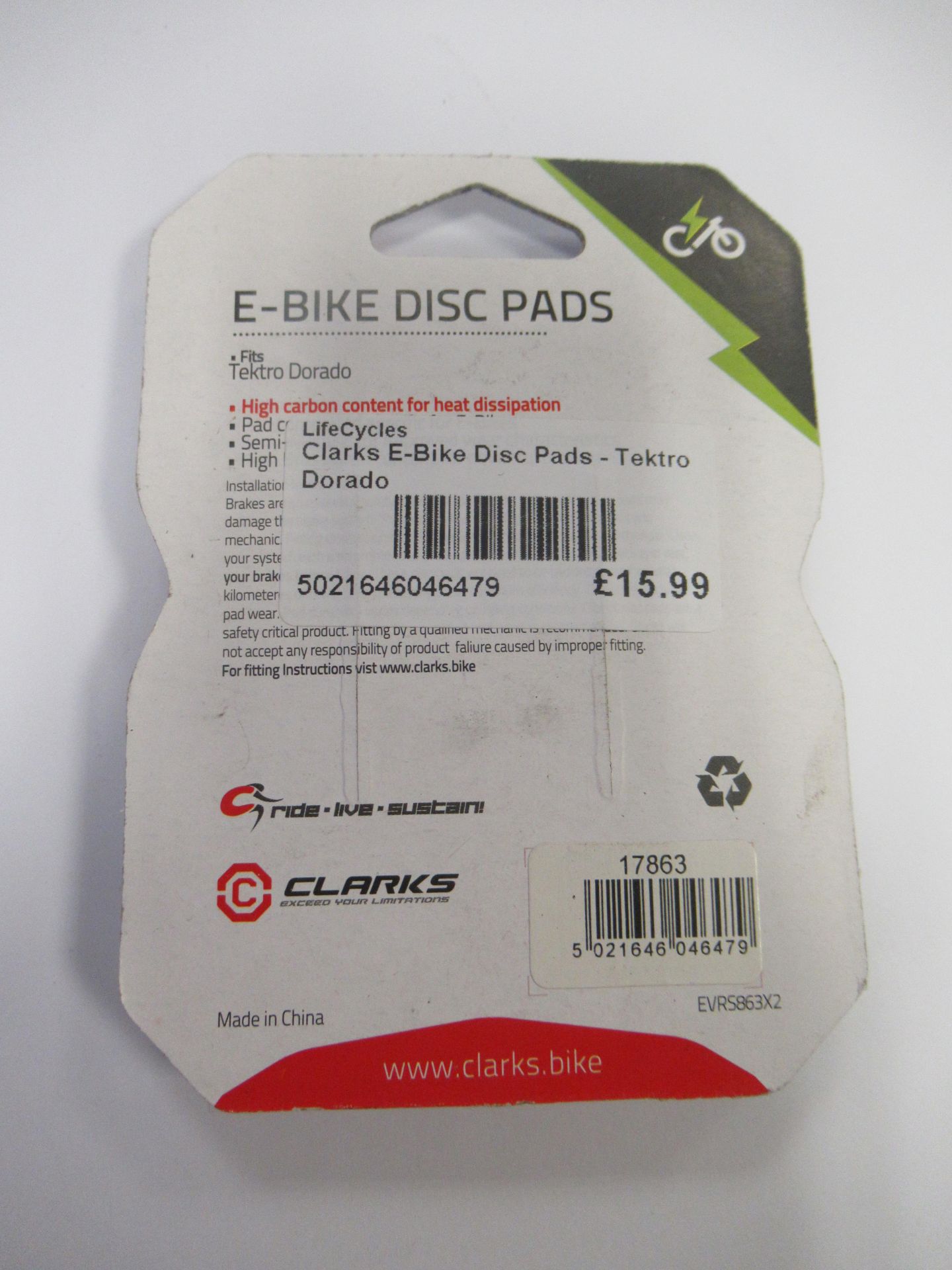 Clarks Disc Pads to include 8x E-bike (fits Tektro Dorado) E-bike specific- Semi-Metallic with High - Image 3 of 11