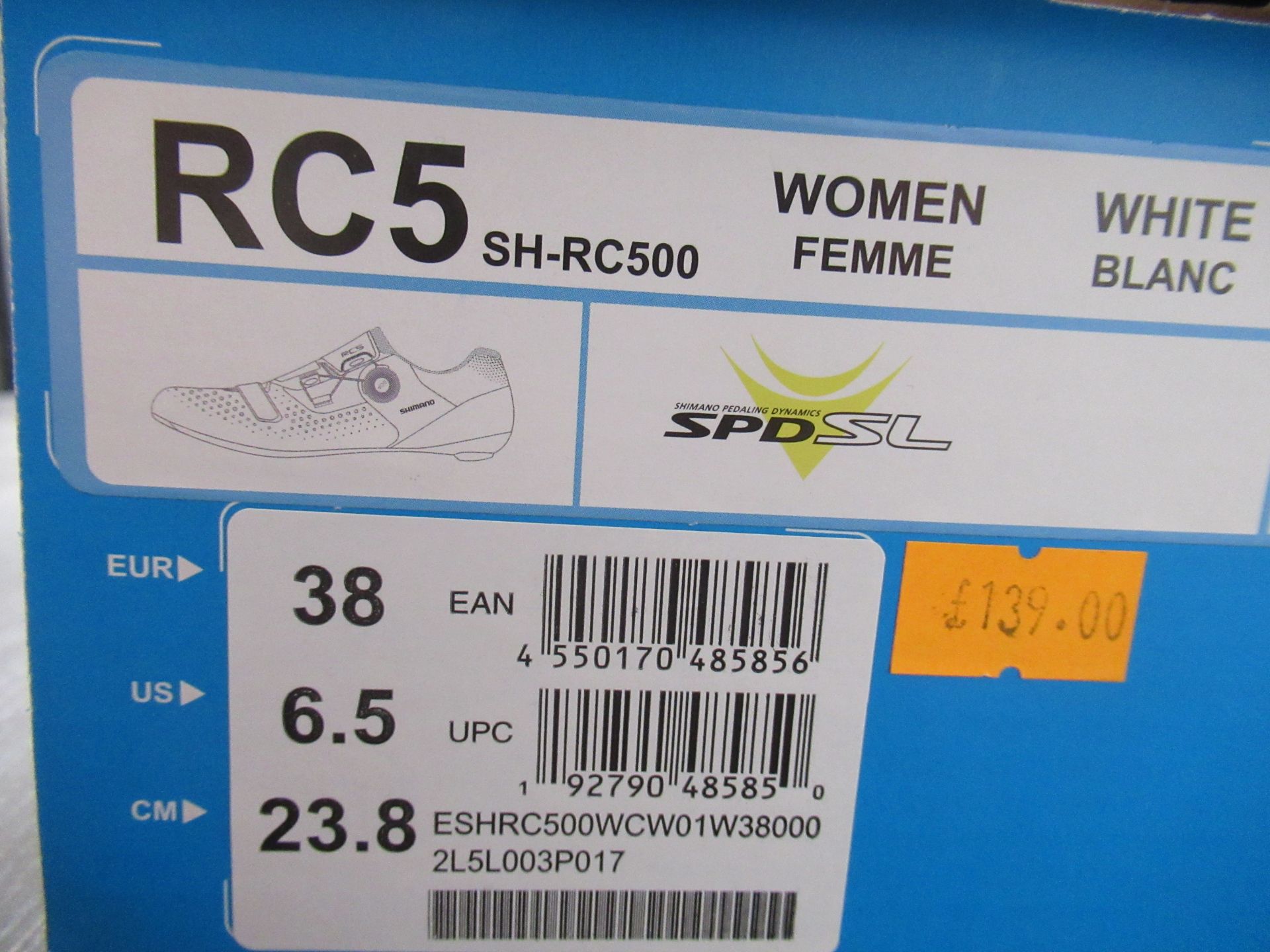 Pair of Shimano RC-5 ladies cycling shoes (white) - boxed EU size 38 (RRP£139.99) - Image 3 of 4