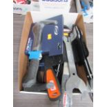 Box of assorted cycling tools to include freewheel turner, spanner's, sprocket remover, handle bar g