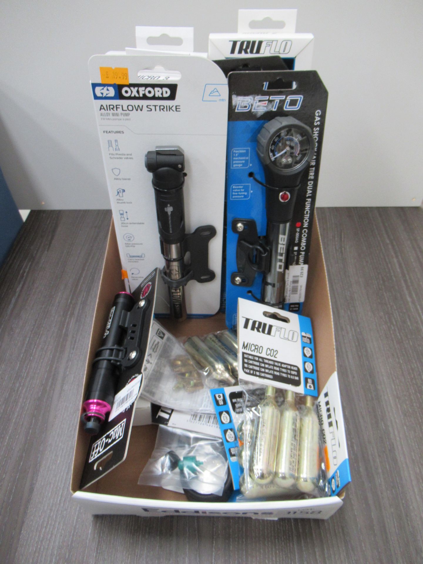 Contents of box including various pumps and CO2 cartridges (total RRP£160+)