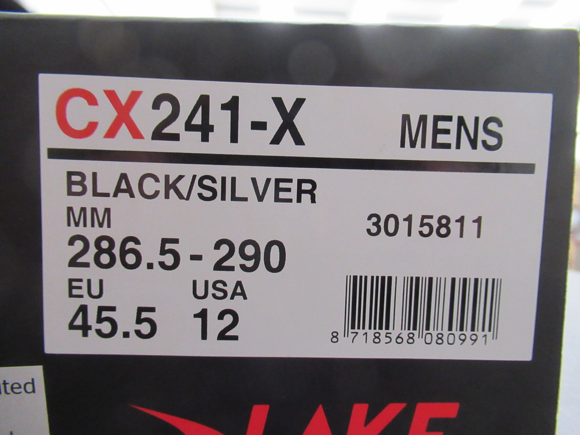 Pair of Lake CX241-X cycling shoes (black/silver) - boxed EU size 45.5 (RRP£295) - Image 3 of 4