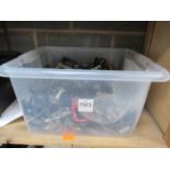 Box of used cycling pedals