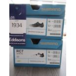 2 x Pairs of Shimano RC7 cycling shoes - 1 x white boxed EU size 38 and 1 x black boxed EU size 40 (