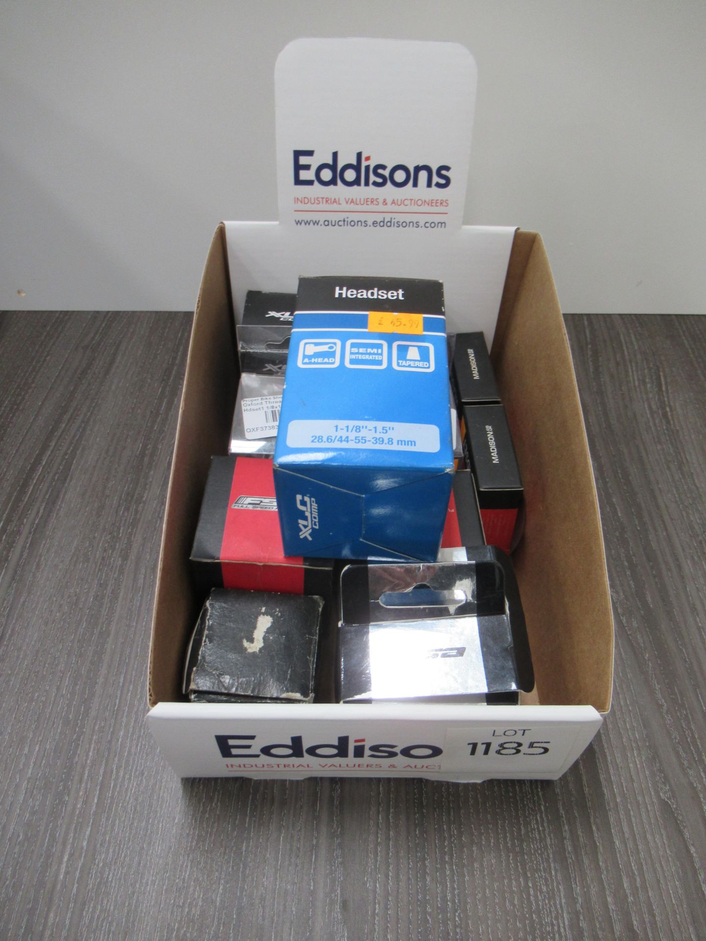 Box of various cycling headsets from XLC, FSA, Oxford and Madison (total approx RRP£250+)