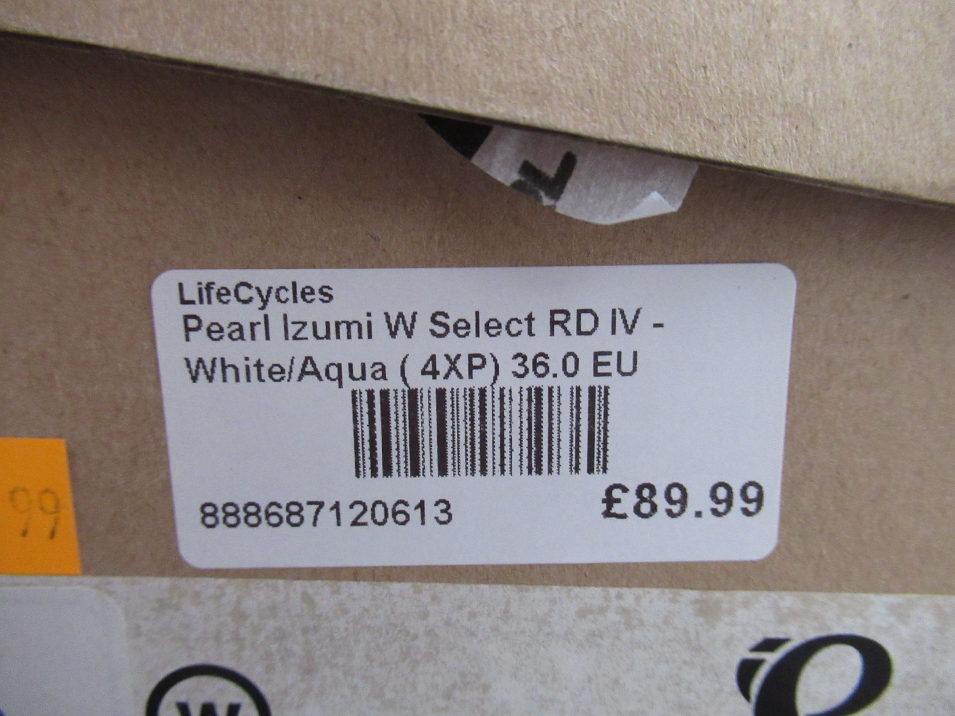 Pair of Pearl Izumi W Select RD IV ladies cycling shoes (white/aqua mint) - boxed EU size 36 (RRP£89 - Image 3 of 4