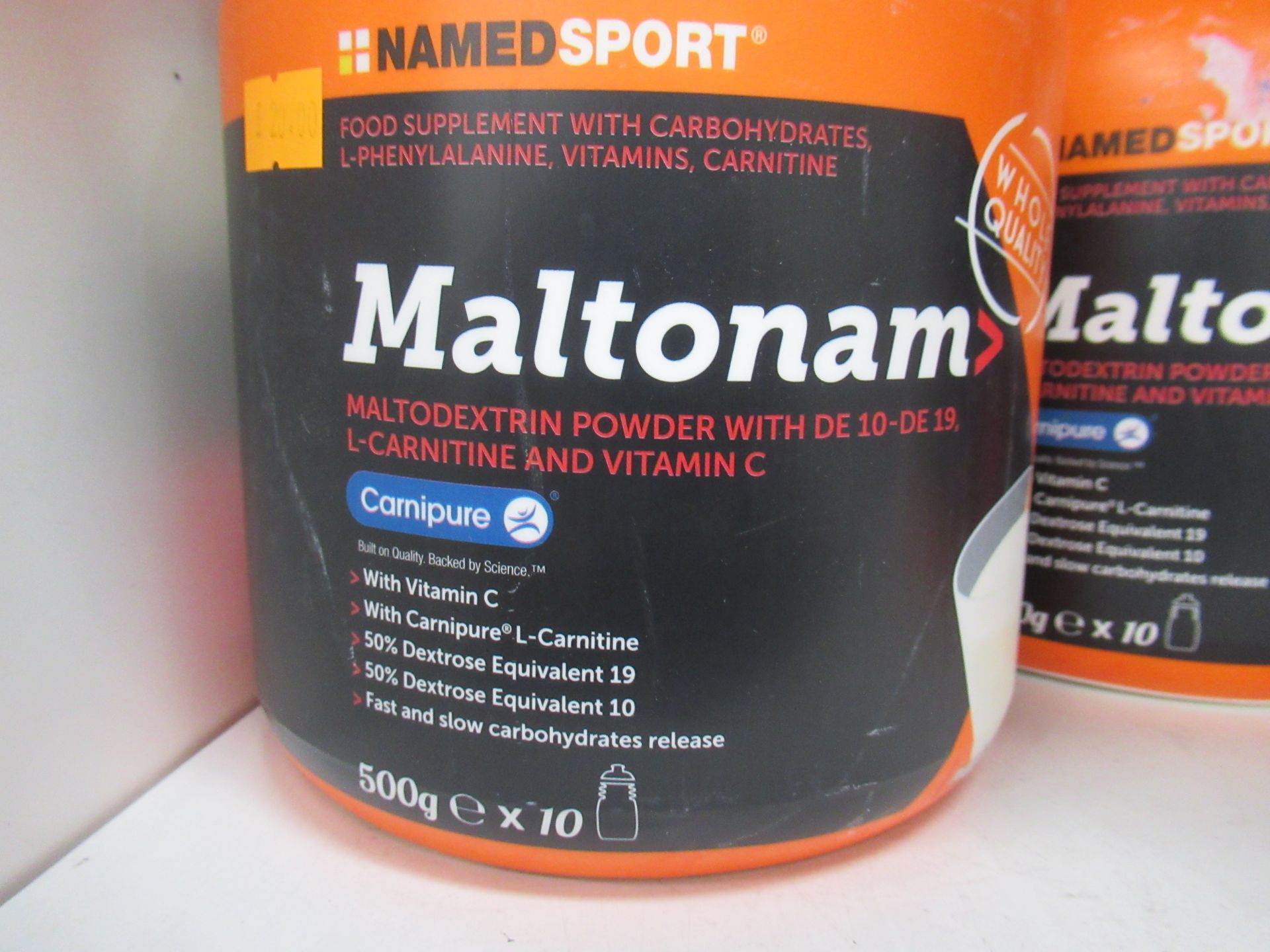 Shelf of NamedSport supplements including Maltonam (3 x 500g), Isonam (3 x 400g) and Race Fuel Cyclo - Image 2 of 4