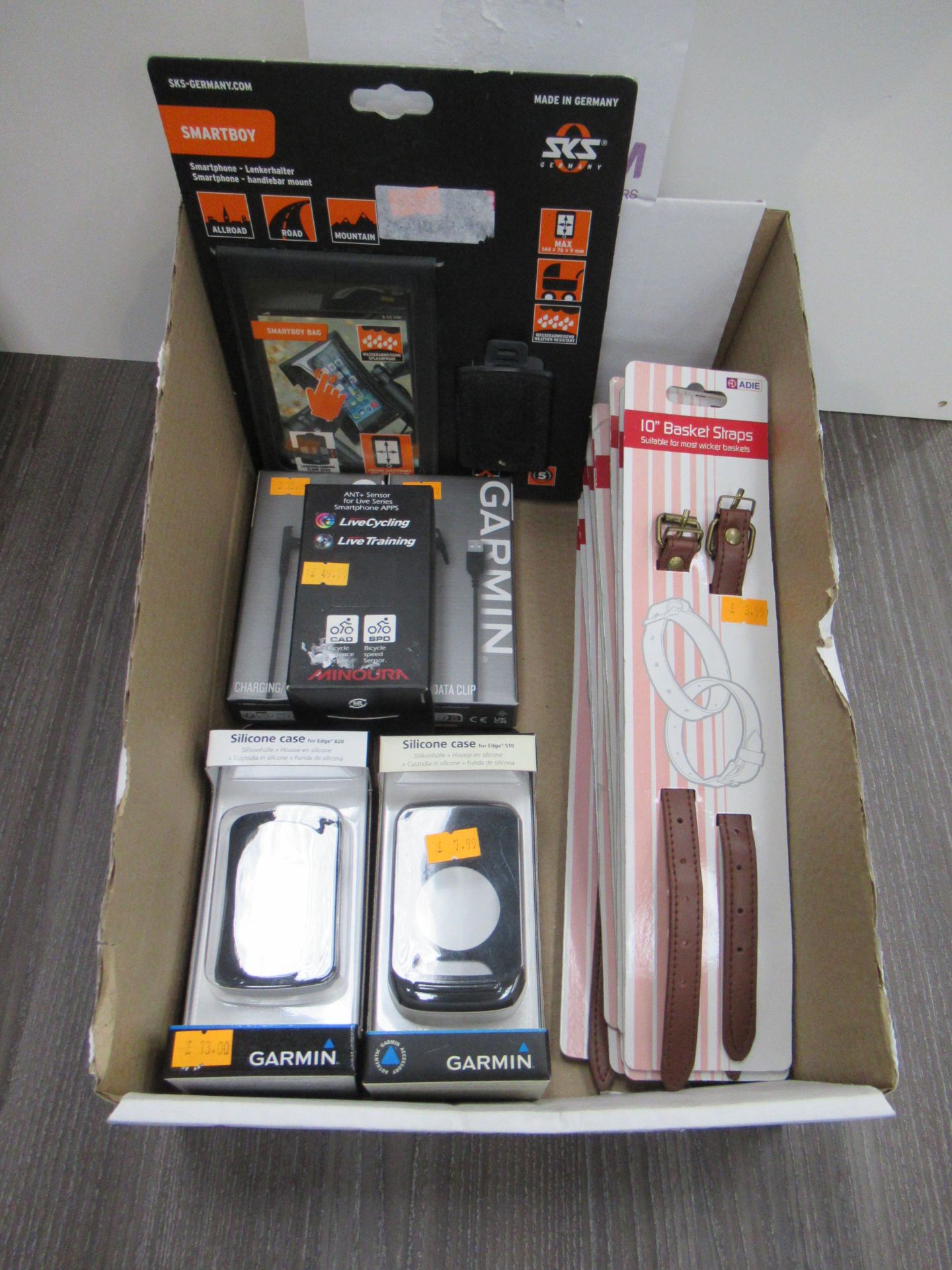 Box of cycling accessories