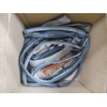Contents of box including used bicycle tubular tyres