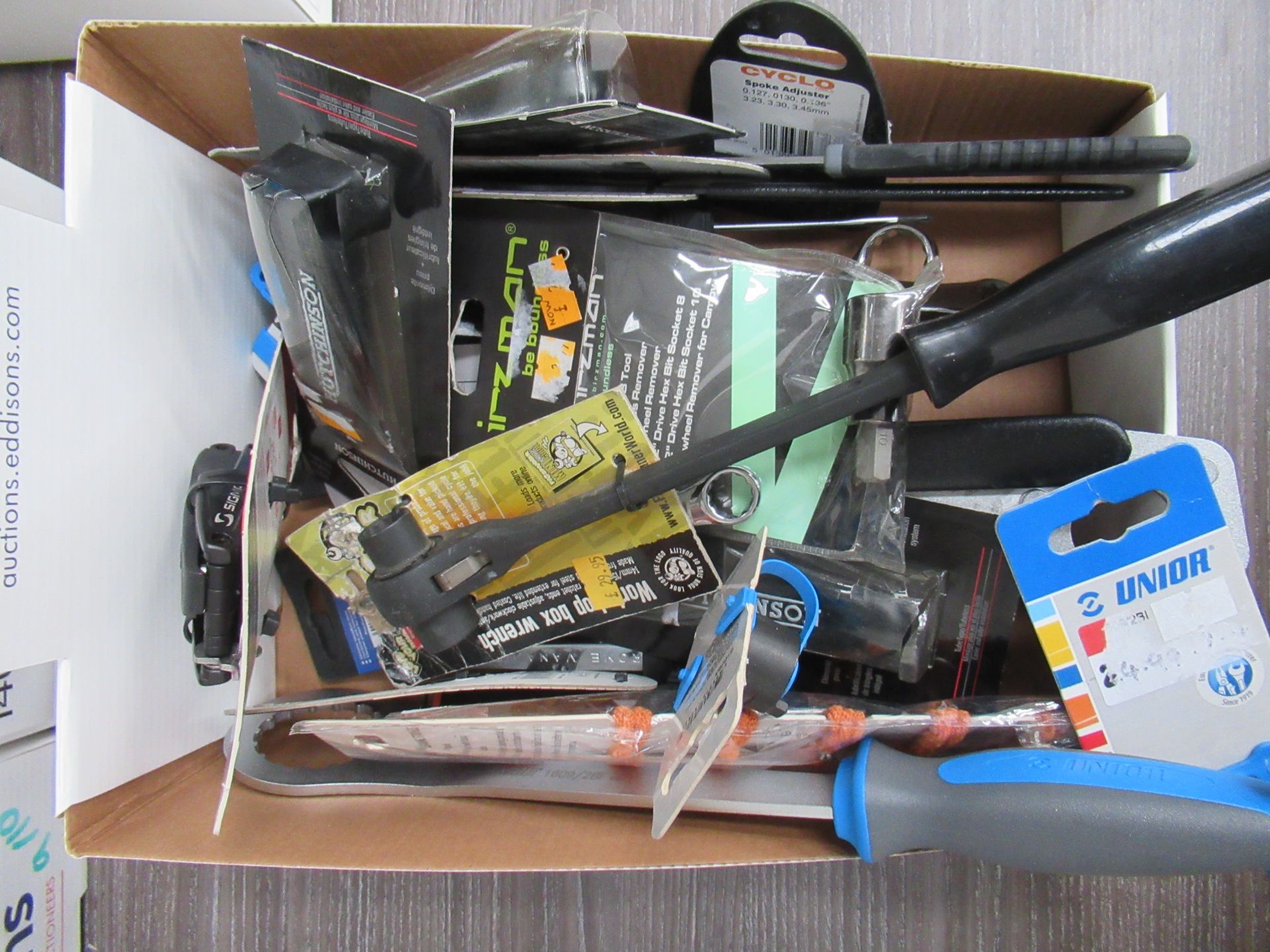 Box of assorted cycling tools including spanner's, box wrenches etc. - Image 2 of 2