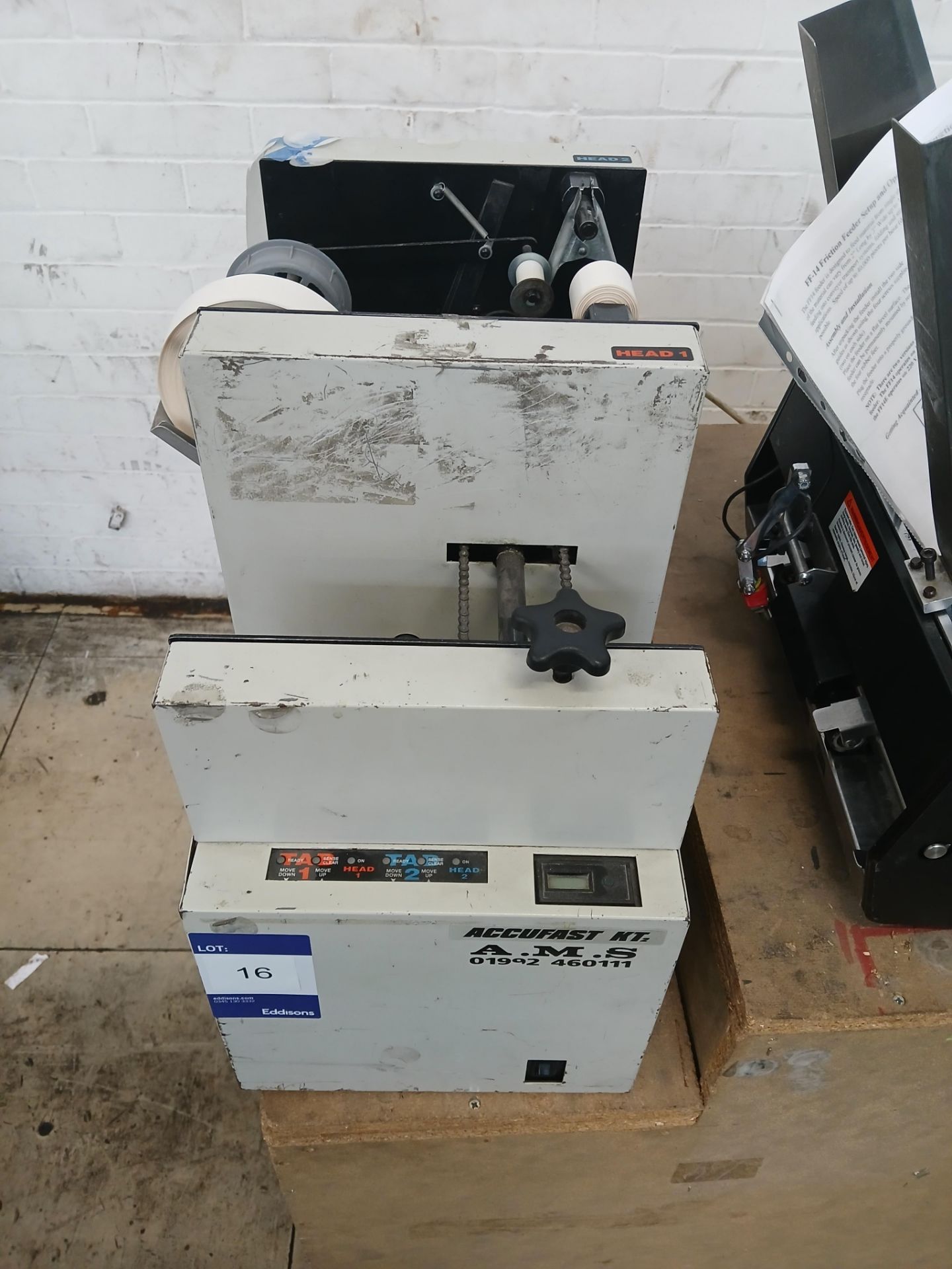 Automecha Accufast KT2 twin head single tabber mailing machine, Serial Number 411921, 240V - Image 2 of 4