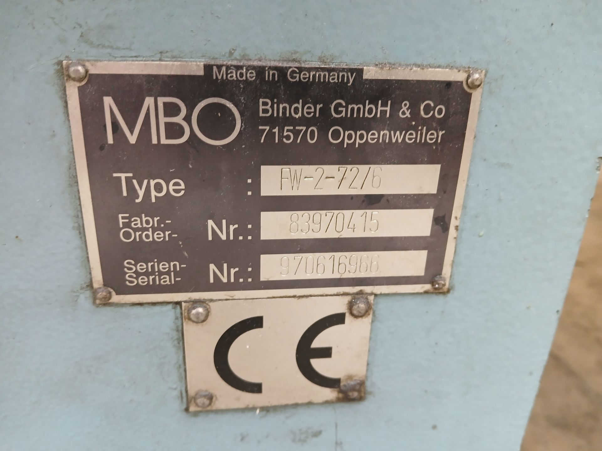 MBO T72 FW-2-72/6 folding unit, Serial Number 9706 16966 with 3 : additional plates. A Risk - Image 6 of 10