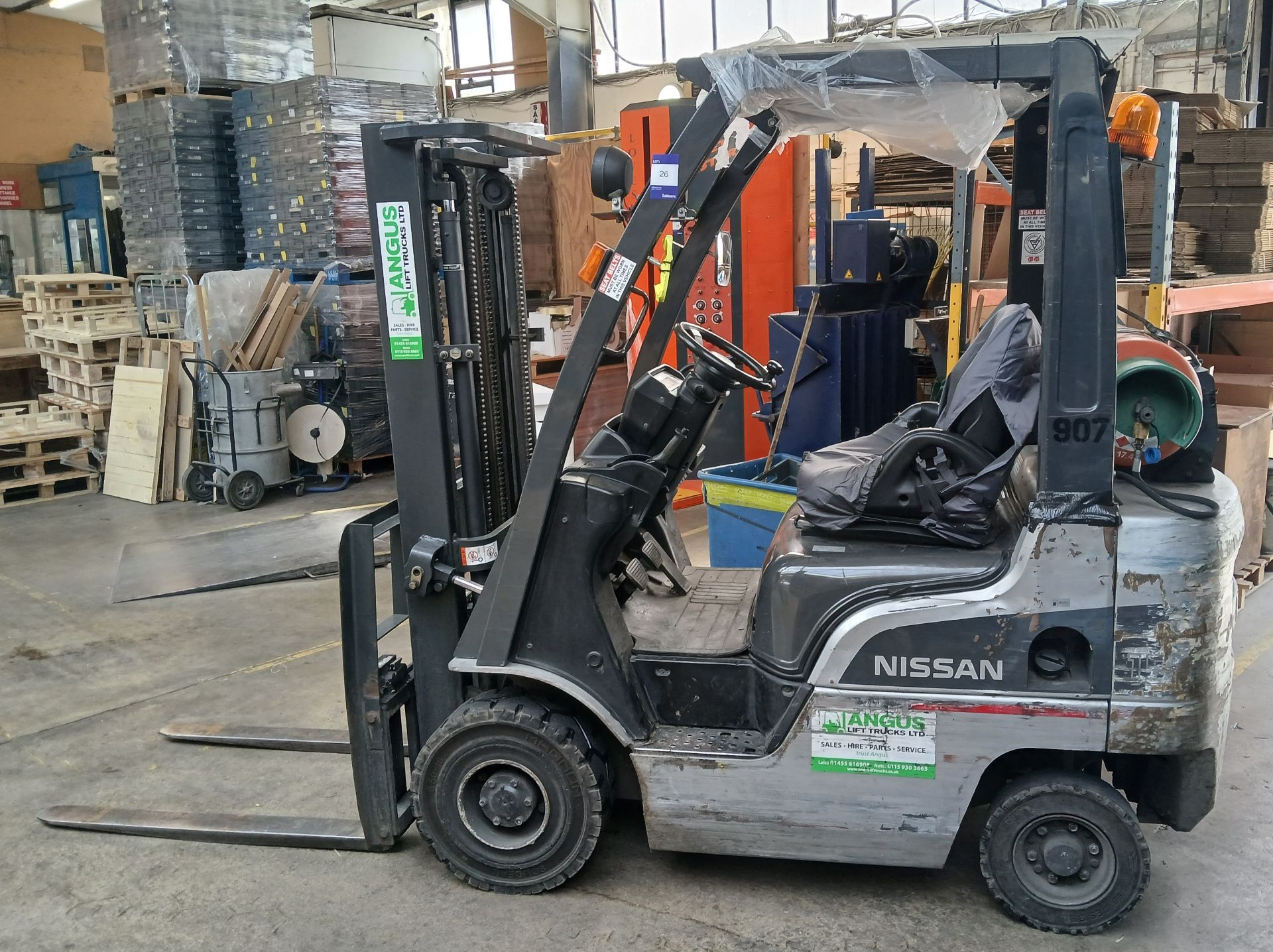 Nissan EBT P1F1 1,500kg capacity gas powered forklift truck, Serial Number P1F1-001804, Year 2009,