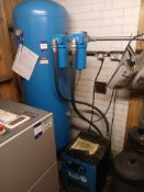 Lot comprising a 5,000 litre air receiver tank and Tundra 120 air dryer and filters. Pipework