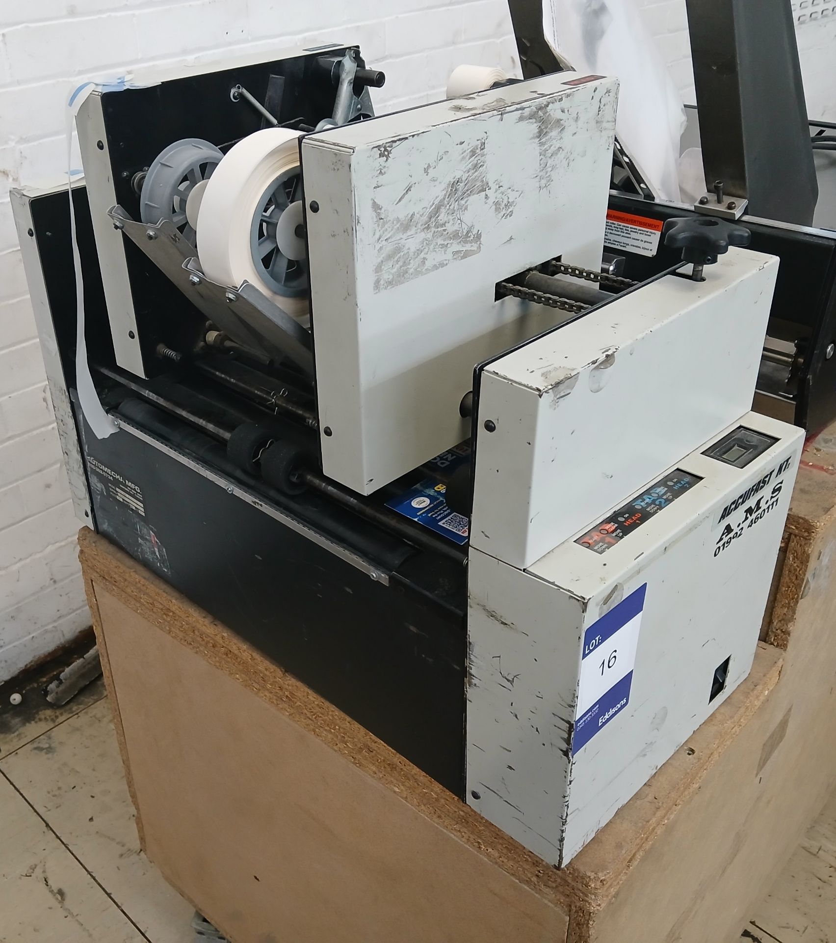 Automecha Accufast KT2 twin head single tabber mailing machine, Serial Number 411921, 240V