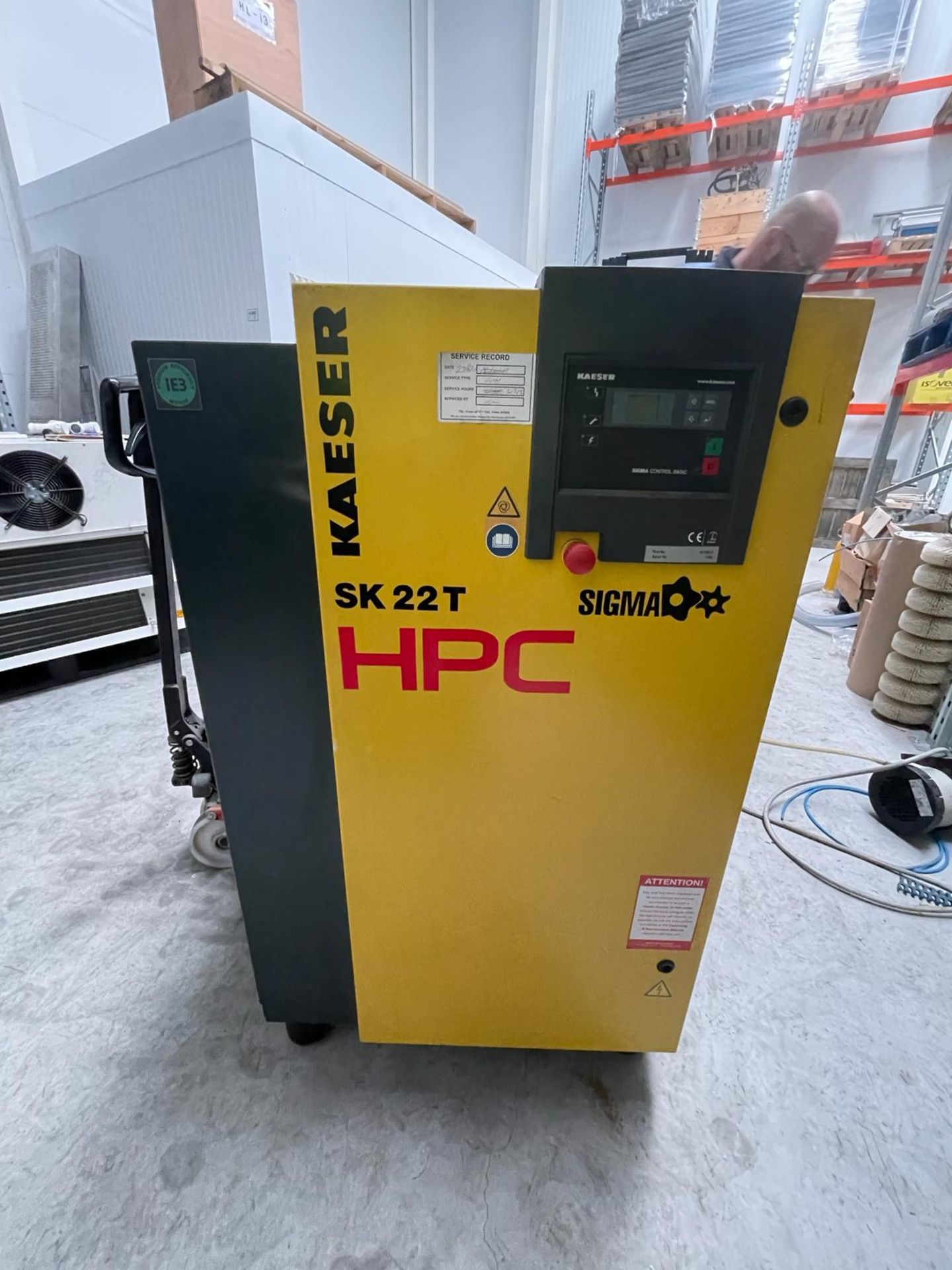 2013 Kaeser HPC SK 22 T 8 Bar Air compressor. Approx. 1200 x 700 x 1300 mm. Please note this lot - Image 5 of 16