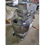 Small spiral mixer supplied by Record Food Equip. Bowl diameter 650 x 300 deep. Stainless Steel 1200