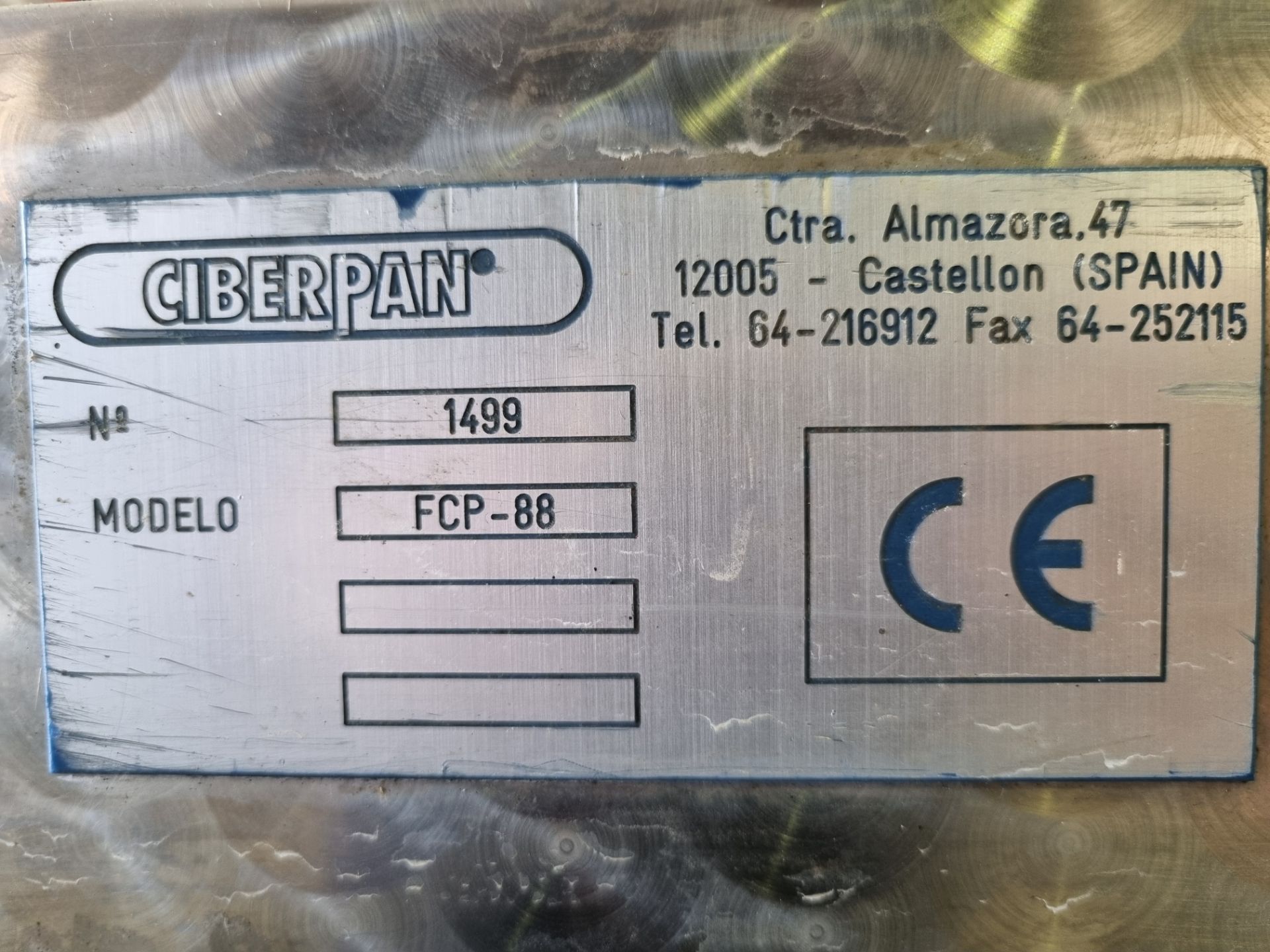 Ciberpan Model FCP-88 Pastry conveyor. Adjustable. 2300 x 800 x 1300 mm. Please note this lot is - Bild 3 aus 4
