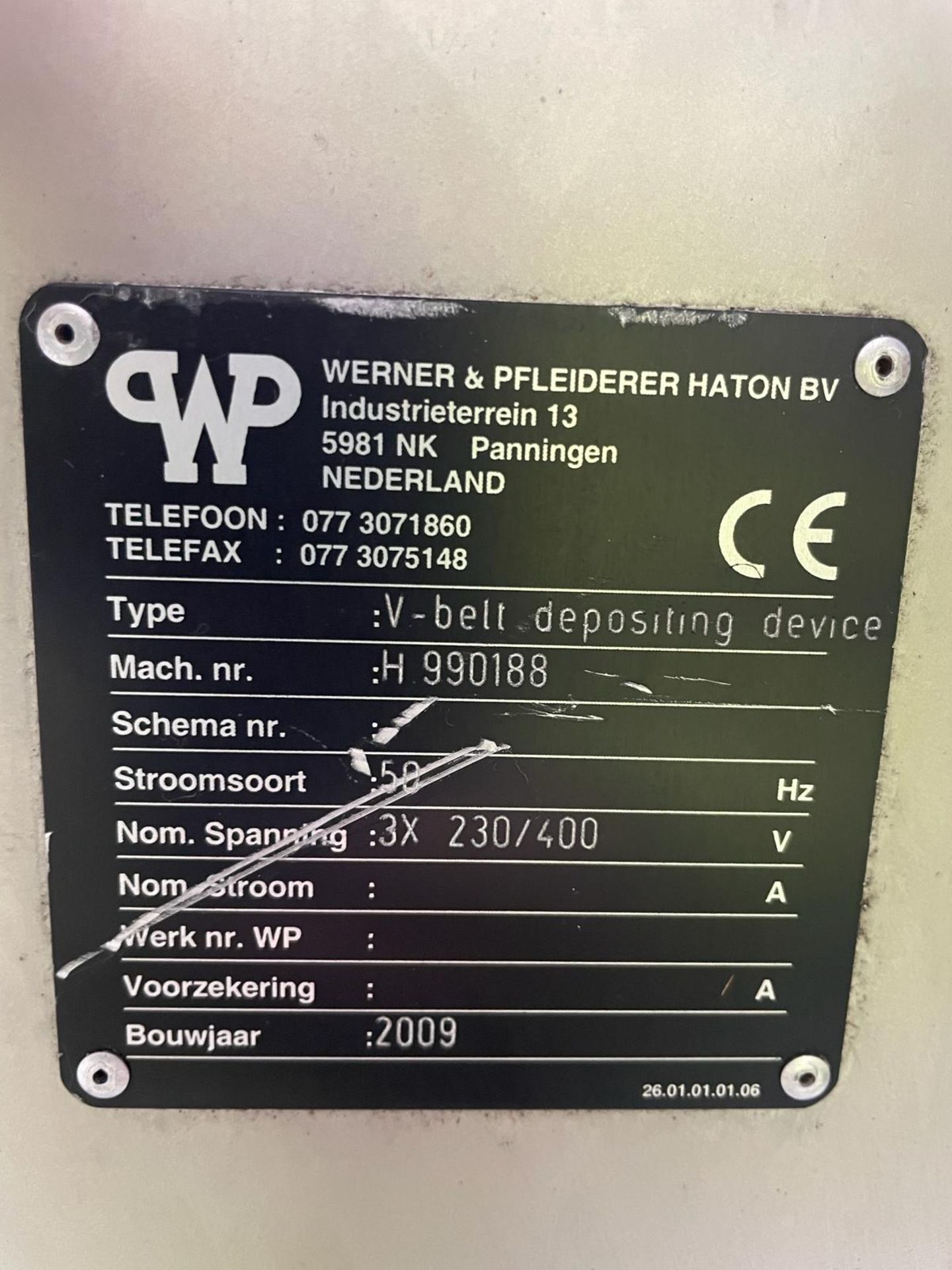 Werner Pfleiderer V Belt depositor. 2400 x 800. Belt 750 mm. Twin SEW Drives. Please note this lot - Image 8 of 8