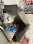 2 x Stainless Steel Sinks. Approx. 450 x 305 x 750 mm. 1 knee operated. Please note this lot is