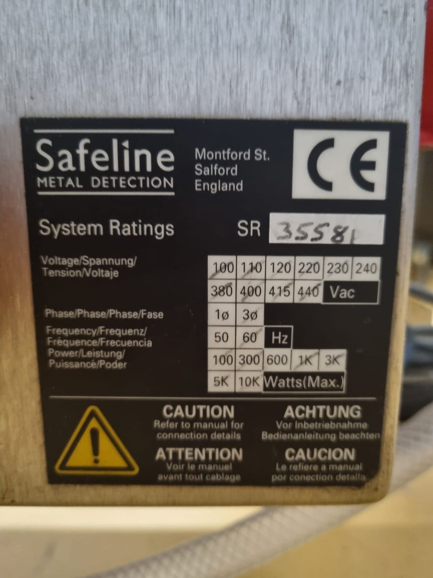 Mettler Toledo Safeline Signature Metal Detector with 300mm wide belt. The piston size is 180g to - Image 5 of 6
