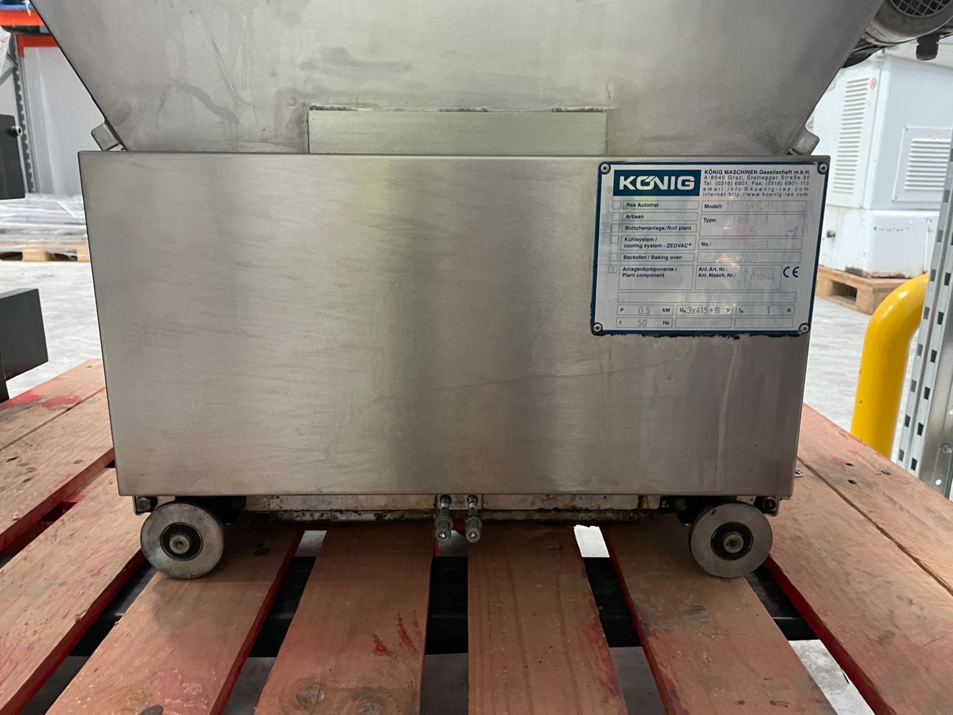 Konig Dough Hopper, Teigtrichter Model TRO 240. YOM 2007. Stainless Steel. 1000 x 800 mm hopper - Image 2 of 7