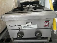 Falcon 2 rings gas burner. 700 x 350 mm. Please note this lot is located at Unit 29, Ridge Way,