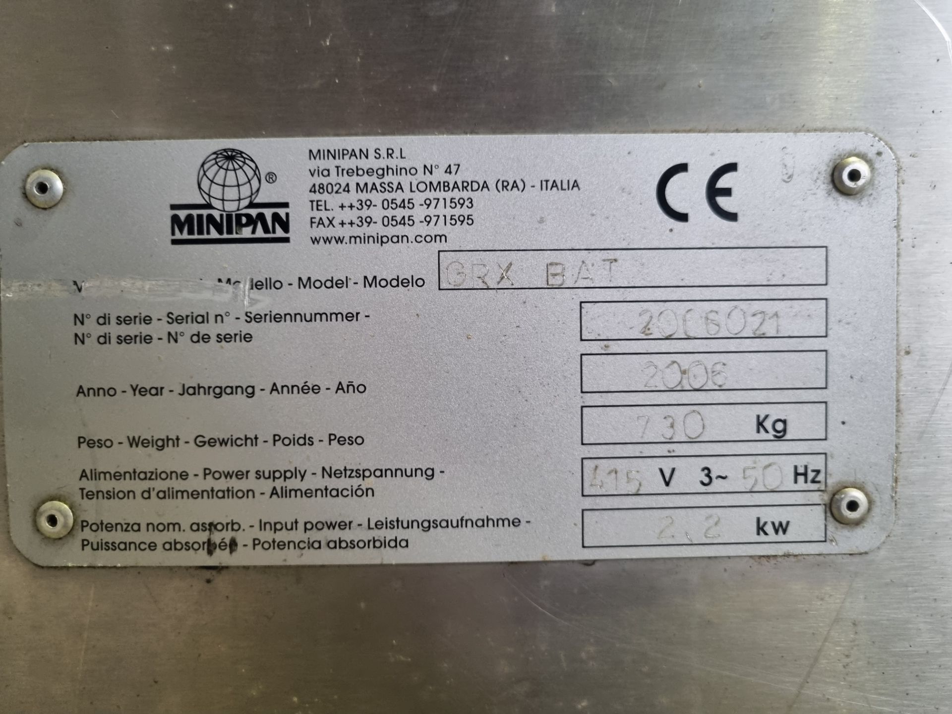 Mini Pan GRX-BAT. 2006. Mini Breadsticks unit. 3600 x 1400 x 1700 mm. Please note this lot is - Bild 4 aus 7