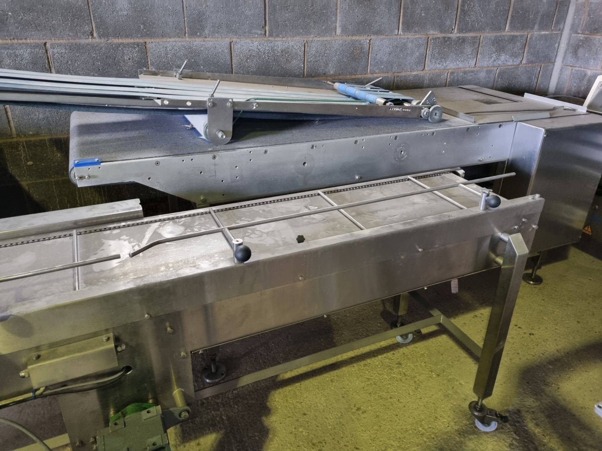 Conveyors x 3 Stainless Steel. 2400 x 100 mm, 3000 x 400 mm, 1200 x 1300 mm. Stainless Steel frame - Image 2 of 4