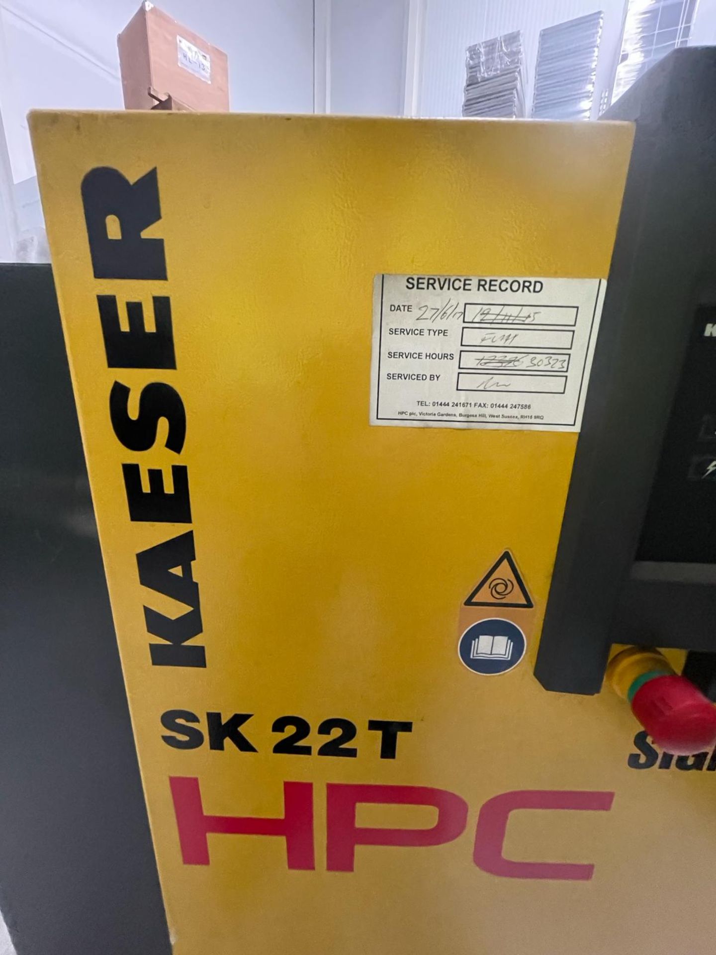 2013 Kaeser HPC SK 22 T 8 Bar Air compressor. Approx. 1200 x 700 x 1300 mm. Please note this lot - Image 9 of 16