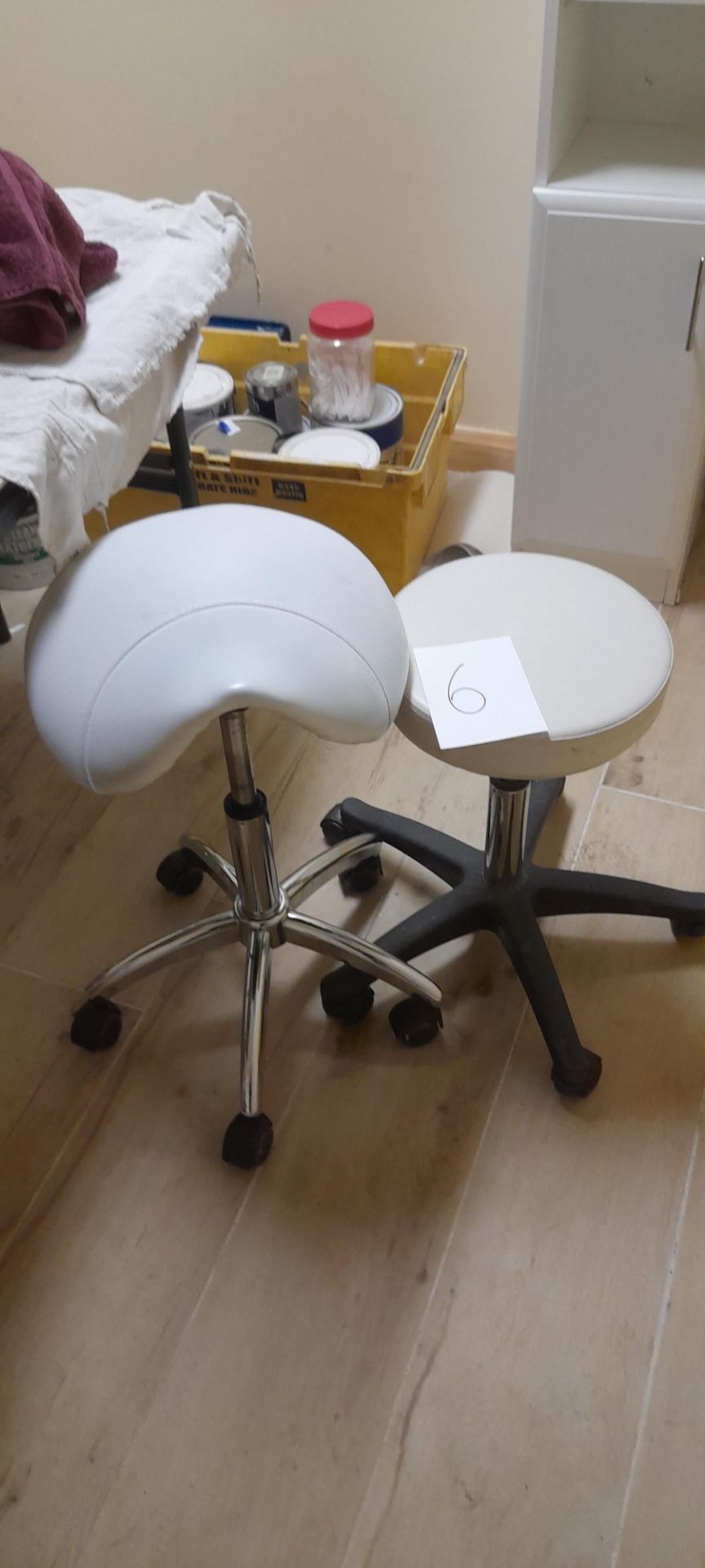 2 x Adjustable mobile operator stools