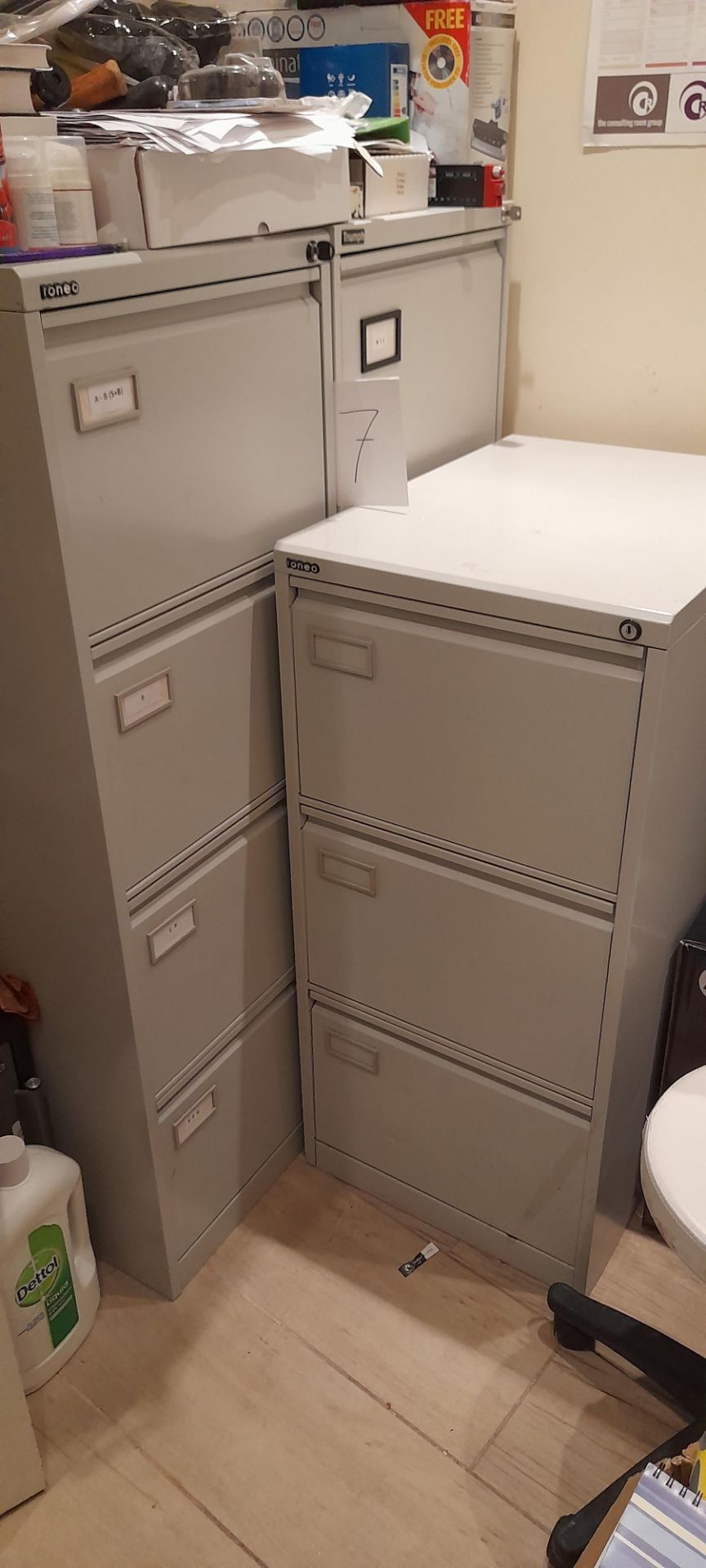 2 x 4 drawer grey steel filing cabinet and, 1 x 3 drawer grey steel filing cabinet, contents - Image 3 of 3