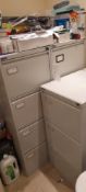 2 x 4 drawer grey steel filing cabinet and, 1 x 3 drawer grey steel filing cabinet, contents