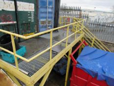 Steel multi-level shipping container access platform with stairs