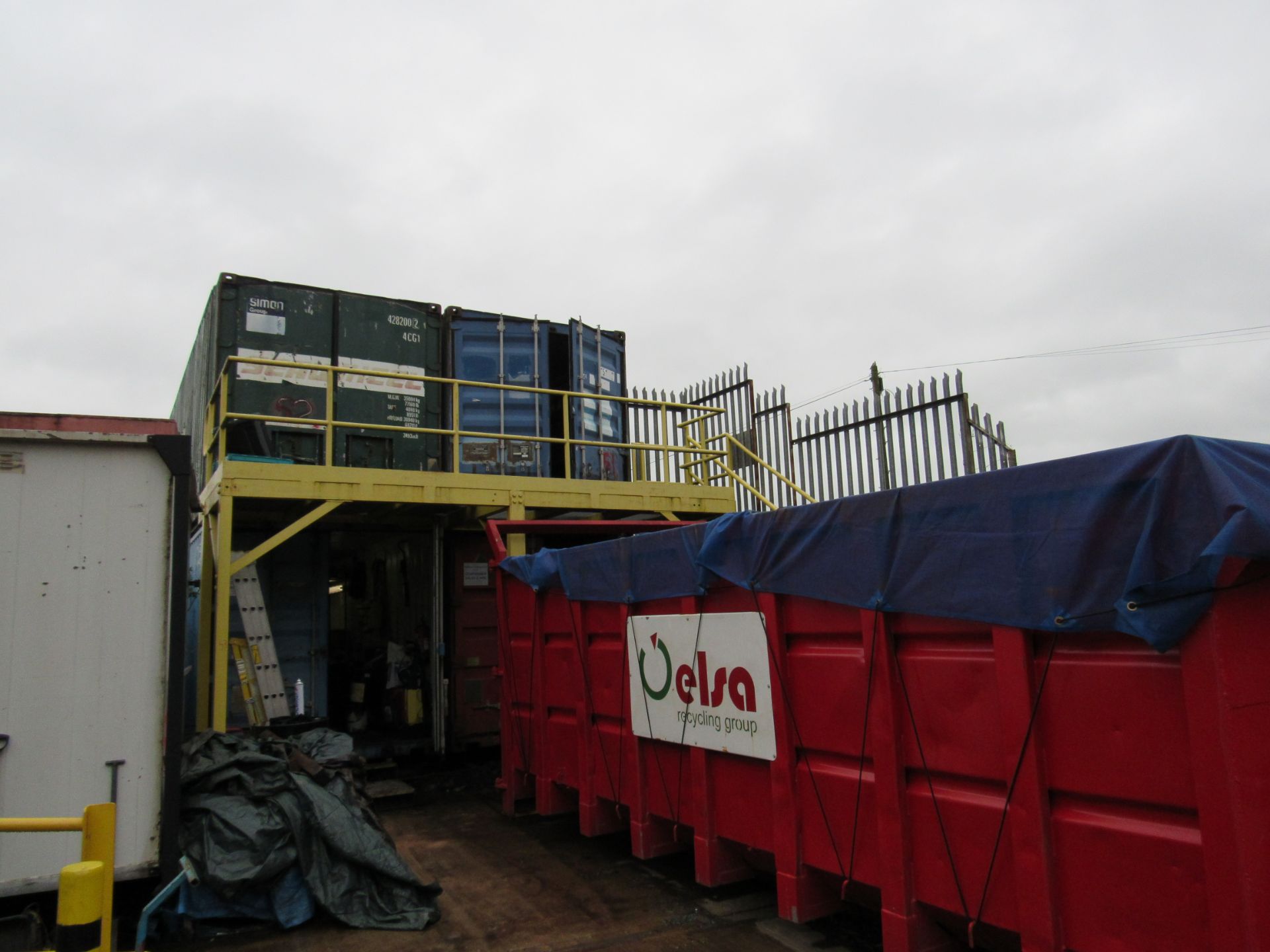 Steel multi-level shipping container access platform with stairs - Image 2 of 3