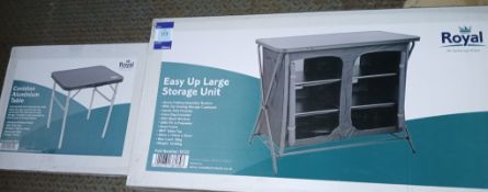 Royal R723 Easy Up Large Storage Units, and Royal R903 Coniston Aluminium Table, and Royal R912